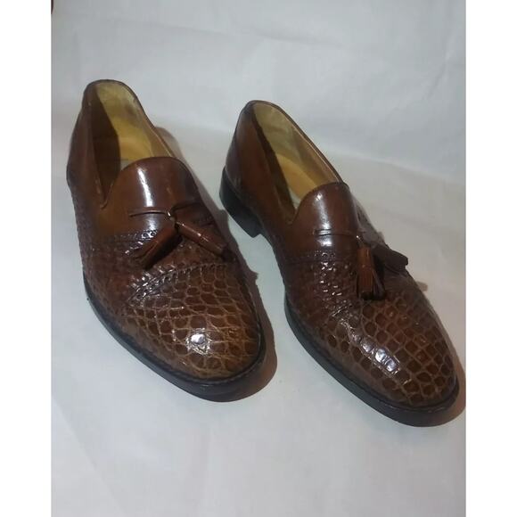 MEZLAN Carmel Tassel Loafers Dress Shoes Sz. 9.5 M Crocodile Woven Spain main image 5